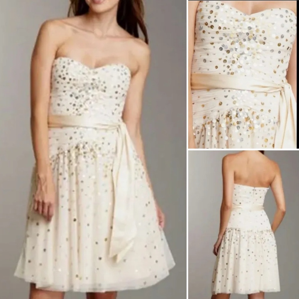 BCBG Maxazria vanilla poly sequin dress size 8, $498 retail